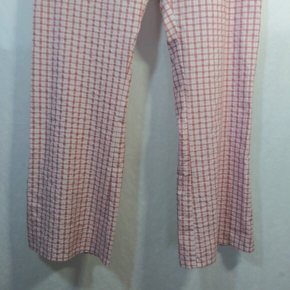 ASOS DESIGN Casual Flare Pants in Pink Check Size 12 - Picture 5 of 8